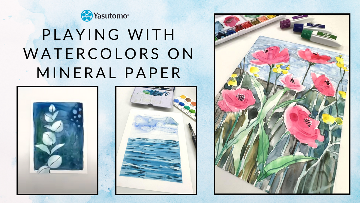 Mineral Paper = Watercolor Magic with Artist Karen Elaine and  @YasutomoArtOrigami 