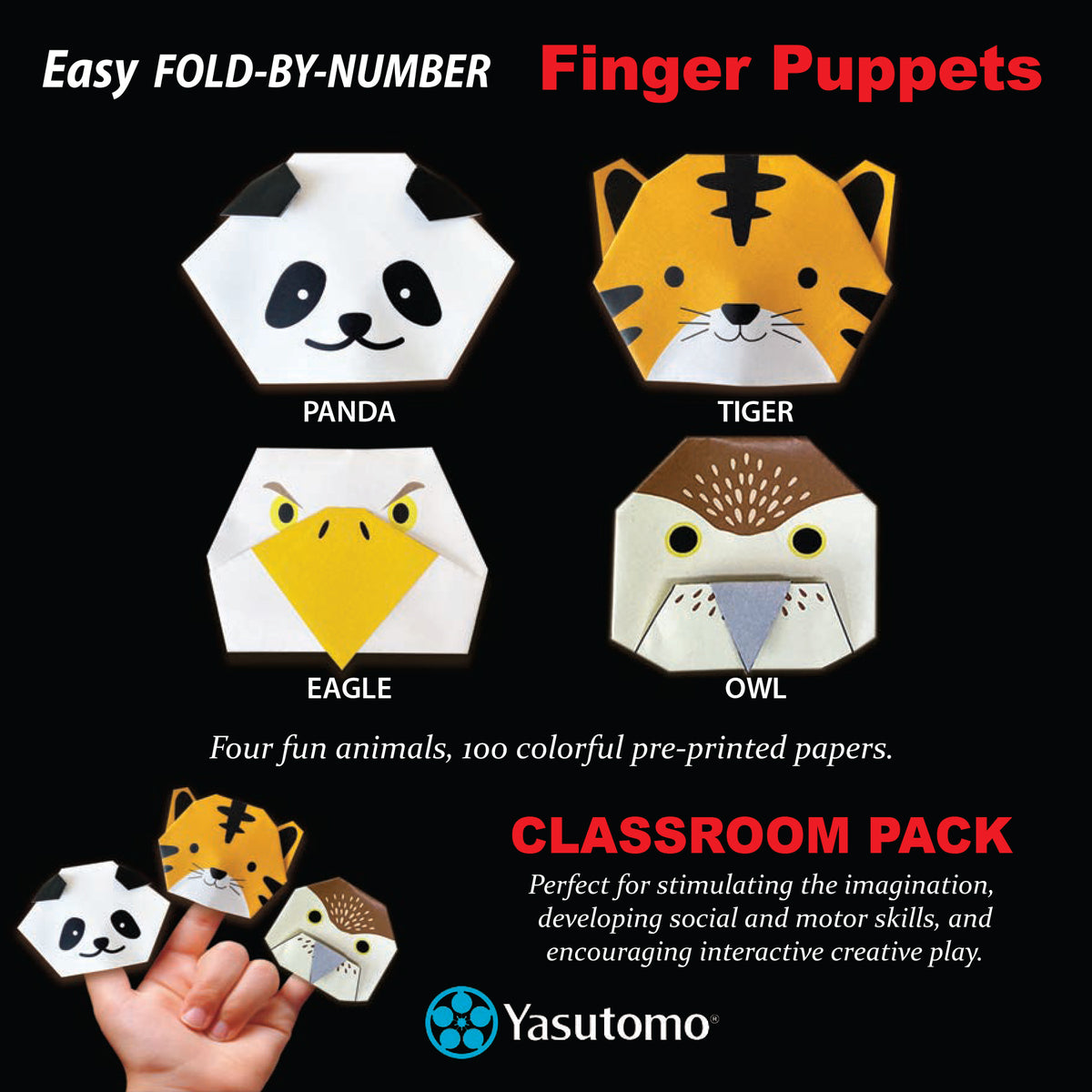 Origami Fold-by-Number Finger Puppets - A2Z Science & Learning Toy