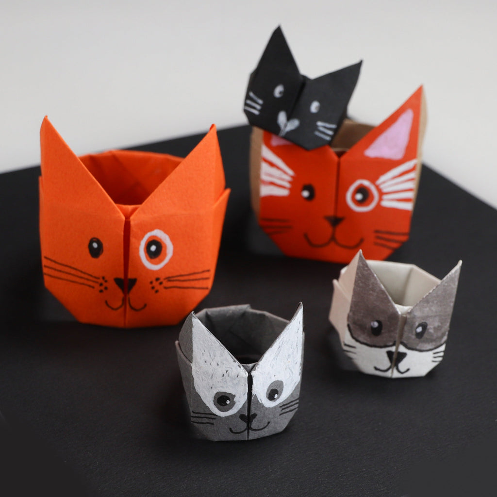 Origami Cat Rings and Candy Dishes