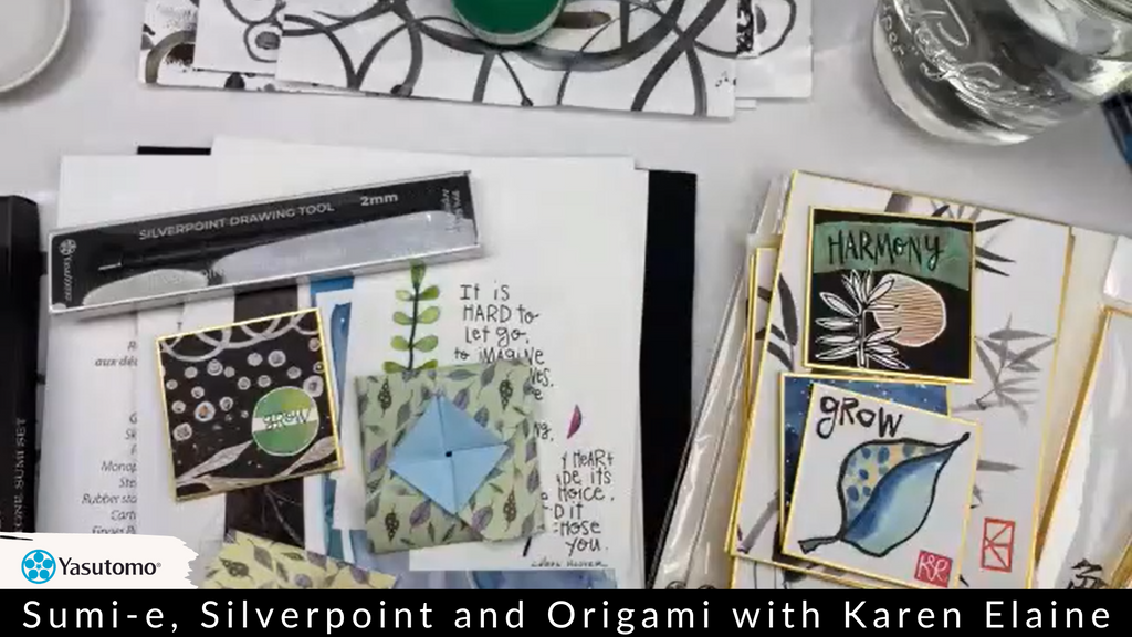 Sumi-e, Silverpoint and Origami with Karen Elaine (Opus Art Suplies demo)