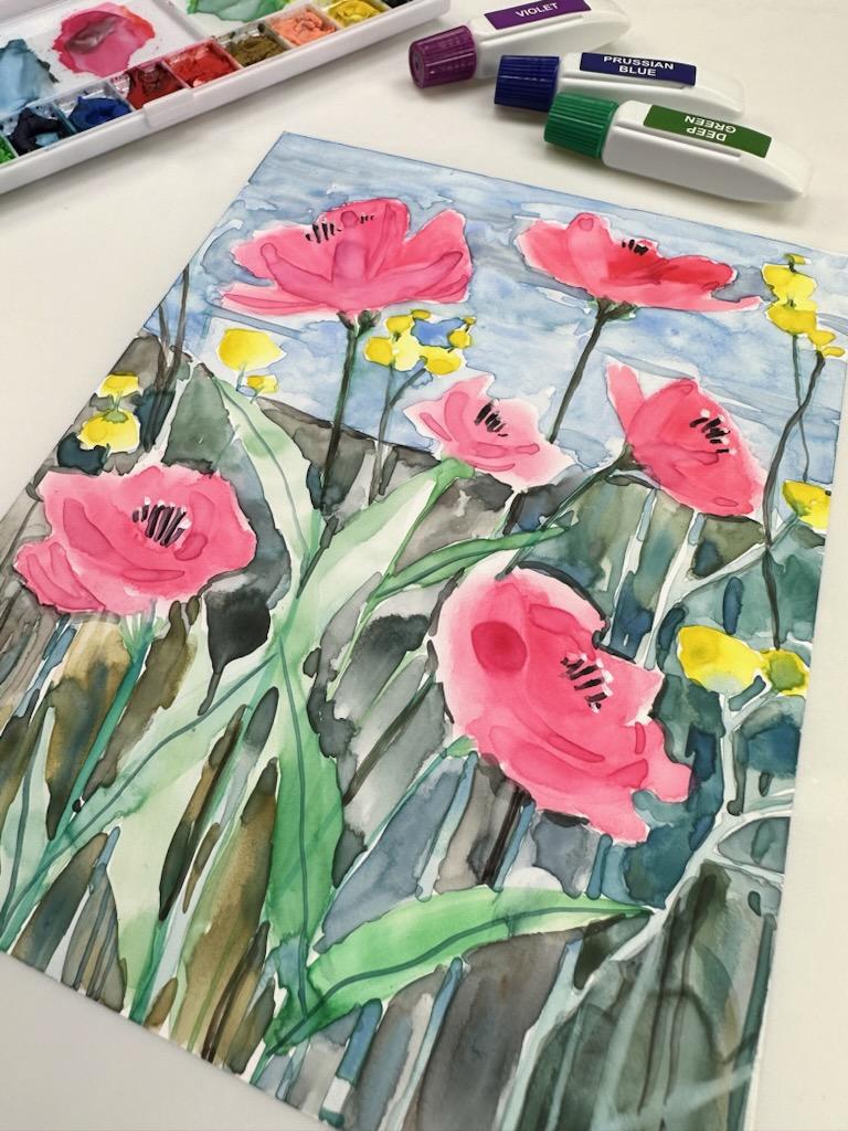 Playing with Watercolors on Mineral Paper