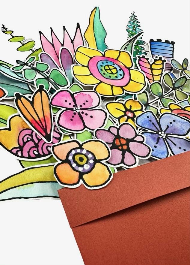 Whimsical Florals and Watercolor Postcards