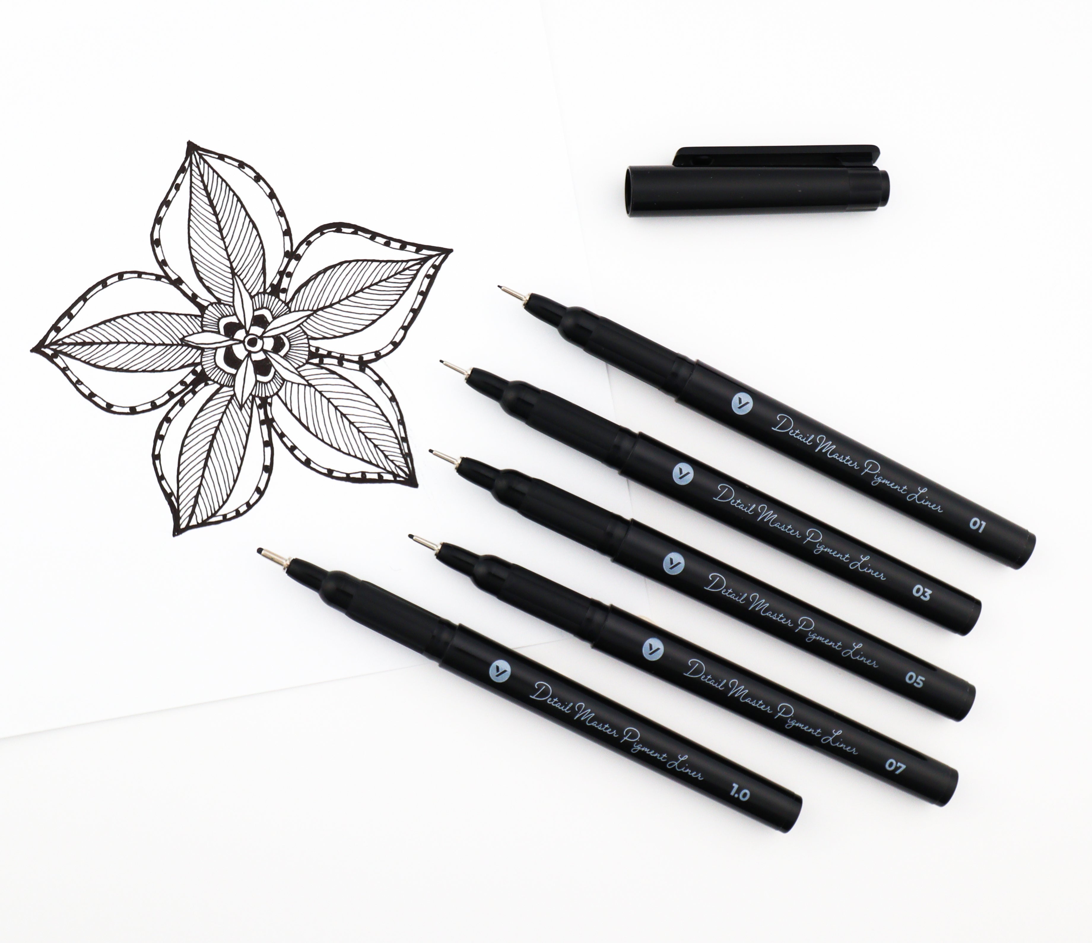 Pathos India 9 Pcs Micron Pigment liner Pens Black Set for mandala
