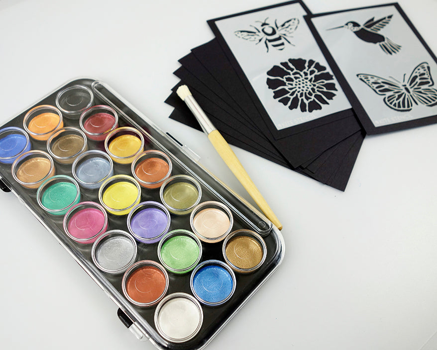 Yasutomo Niji Shimmer & Shine Pearlescent Paint & Stencil Kit